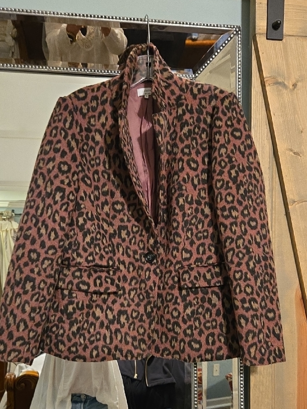 Women's Pink and Black Leopard Print Tailored Blazer